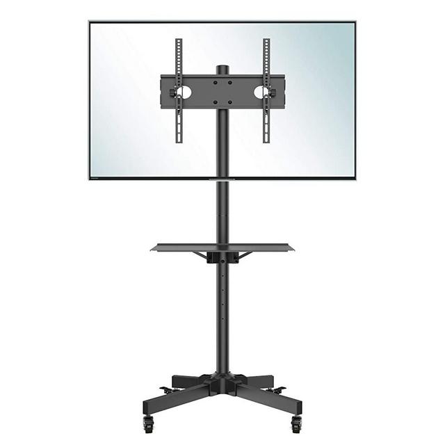 Rolling TV Stand, Mobile TV Stand with Wheels for 23-60 Inch LED, LCD, OLED Flat&Curved TVs, Height Adjustable TV Cart with Laptop Shelf and Locking Wheels, Holds Up to 55lbs Max VESA 400x400mm, Black