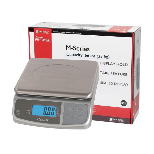 San Jamar Digital Food Scale, Battery Operated with 66 Pound Capacity for Cooking, Baking, Meal Prep, Diet Tracking, Stainless Steel, 6.82 Pounds, Silver