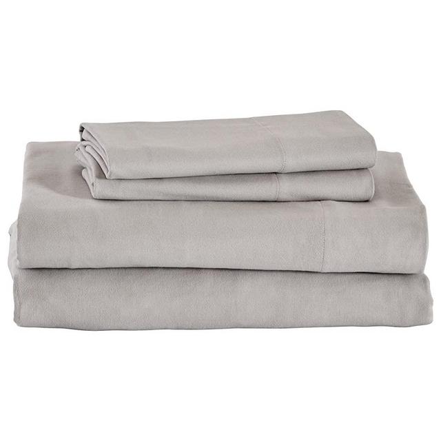 Amazon Brand – Stone & Beam Rustic Solid 100% Cotton Flannel Bed Sheet Set, Queen, Cloud