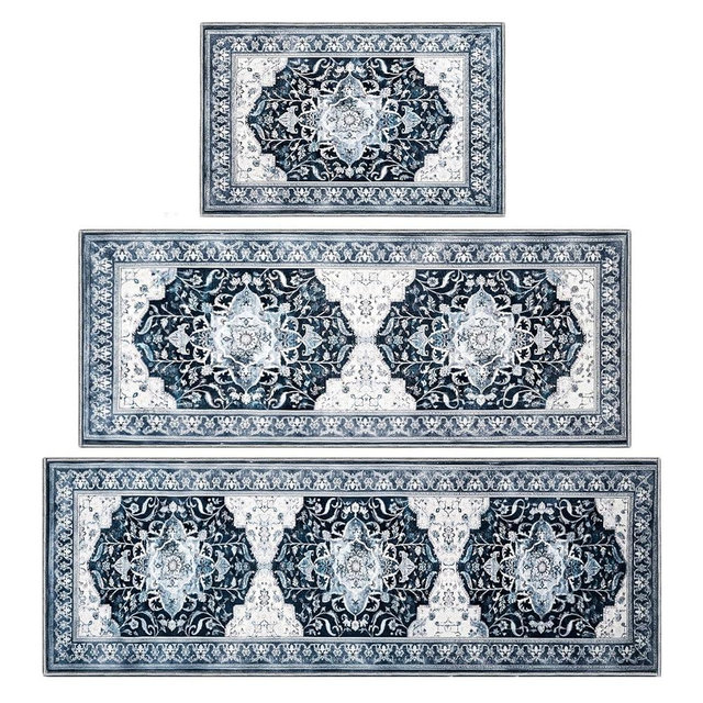 Kitchen Rug Set 3Pcs, Boho Rug Sets Non Slip Washable for Floor Thick Farmhouse Kitchen Decor Runner Rugs for Kitchen, Entryway，Laundry, Hallways 20''x32''+20''x48''+20''x59