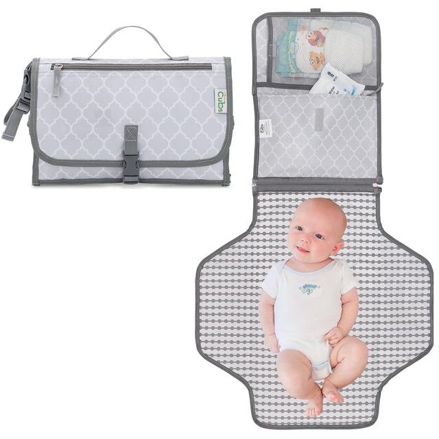Baby Changing Pad, Portable Diaper Changing Pad, Diaper Bag Mat, Foldable Travel Changing Station | Stroller Strap, Carry Handle, Pockets For Wipes | For Infants & Newborns, Grey By Comfy Cubs