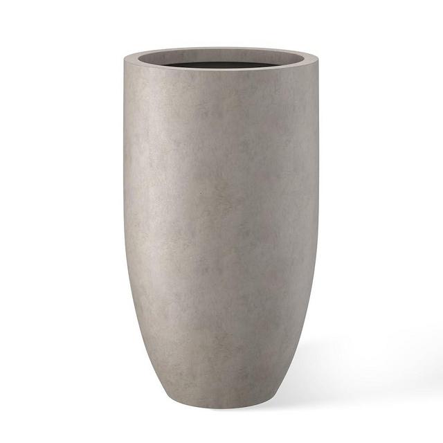 Kante 24 Inch Tall Round Concrete Planter, Large Indoor Outdoor Plant Pots with Drainage Hole and Rubber Plug, Modern Decorative Garden Pots for Home Patio Porch, Weathered Concrete