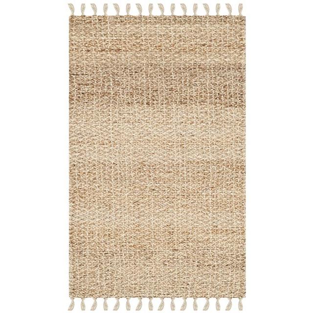 Safavieh Natural Fiber Collection NF733A Handmade Farmhouse Fringe Premium Jute Accent Rug, 2' x 3', Natural