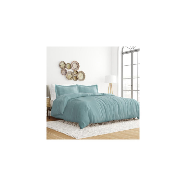 Solid 3 Piece Duvet Cover Sets, 19 Colors - Ultra Soft, Easy Care, Wrinkle Free - Becky Cameron / Ocean, Full/Queen