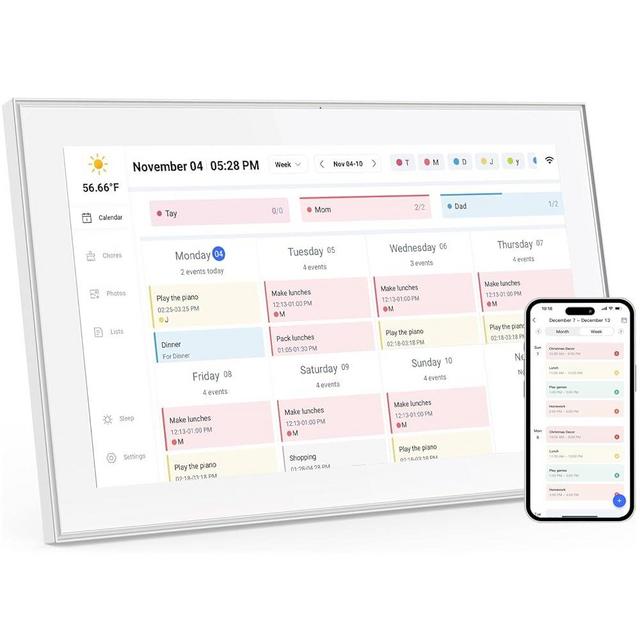 Digital Calendar: 15.6 Inch Smart Digital Calendar Planner & Chore Chart, IPS FHD 1920x1080 Touchscreen Display for Family Schedules, Wall Mount Included - Share Photos & Videos via APP from Anywhere