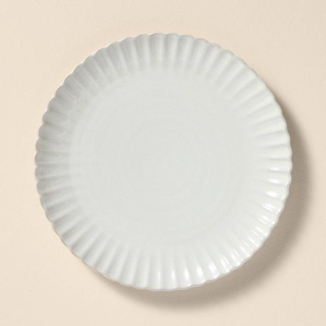 10.5" Scalloped Edge Stoneware Dinner Plate Cream - Hearth & Hand™ with Magnolia