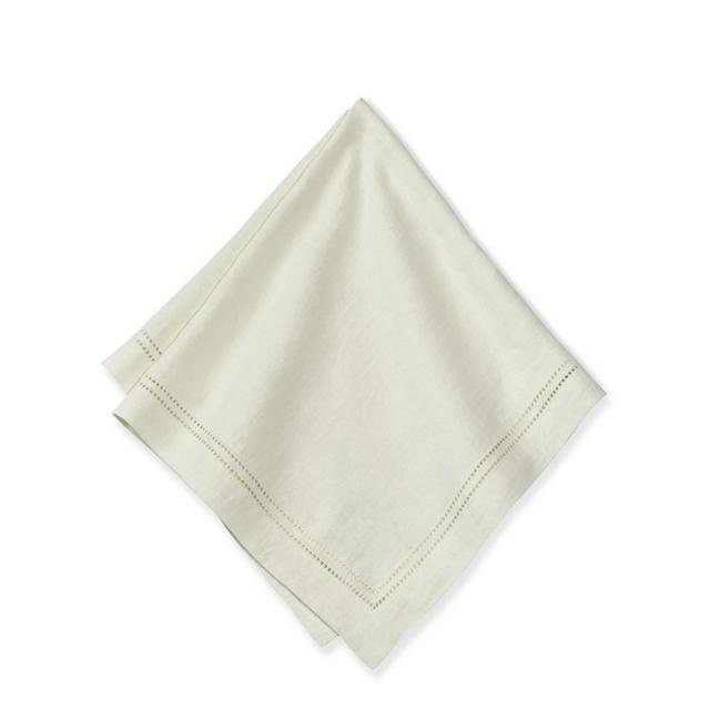 Linen Double Hemstitch Napkins, Set of 4, Cream