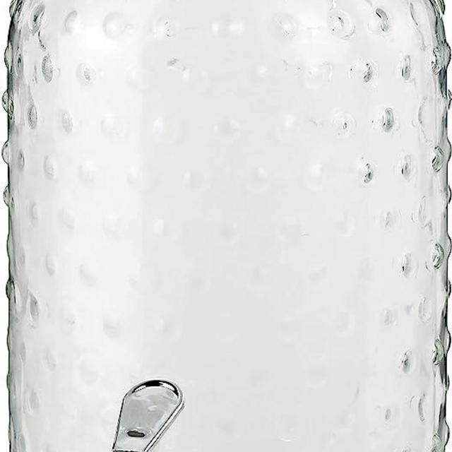 Circleware Hobnail Mason Jar Glass Beverage Dispenser,Home and Kitchen Glassware Drink Water Pitcher for Juice, Beer & Iced Cold Punch Drinks, 140 oz Dispenser with Hermetic Lid, Fresh Fruit(Hobnail)