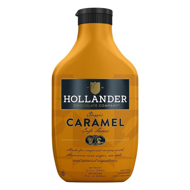Hollander Caramel Café Sauce | GMO Free |15 fl. oz. Squeeze Bottle | Flip Cap