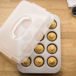 USA Pan 1200MFLD-ST-1 Bakeware Nonstick 12 Cup Cupcake and Muffin Pan with Lid