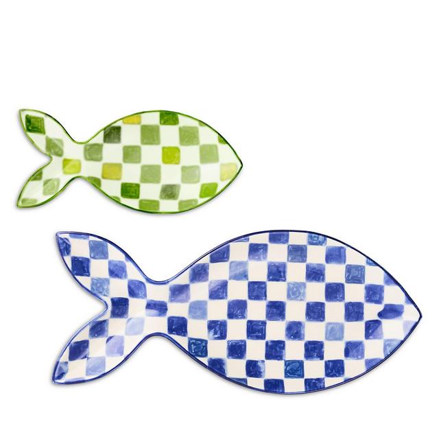 Mackenzie-Childs Go Fish Serving Platters, Set of 2