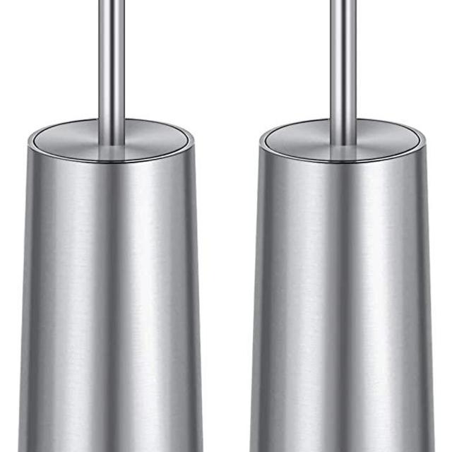 IXO Toilet Brush and Holder, 2 Pack 304 Stainless Steel Toilet Brush with Long Handle, Toilet Bowl Brush for Bathroom Toilet-Ergonomic, Elegant,Durable