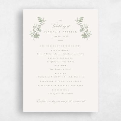 Sage, Green Wedding Program - Reed