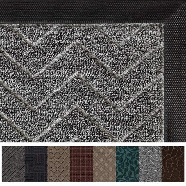 Gorilla Grip Original Durable Rubber Door Mat, 72x24, Heavy Duty Runner Doormat for Indoor Outdoor, Waterproof, Easy Clean, Low-Profile Rug Mats for Entry, High Traffic Areas, Charcoal Chevron