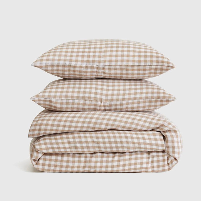 European Linen Gingham Duvet Cover Set