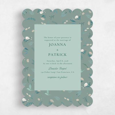 Green Scalloped Wedding Invitation - Blysse Classic