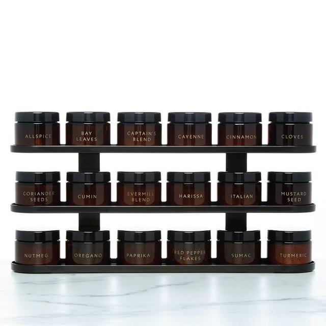 Evermill Complete Countertop Spice Rack with Spices, Black