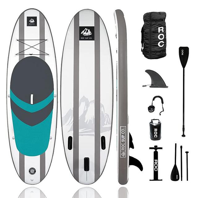 Roc Inflatable Stand Up Paddle Board with Premium sup Accessories & Backpack, Non-Slip Deck, Waterproof Bag, Leash, Paddle and Hand Pump.