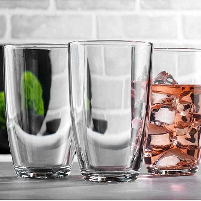 Drinking Glasses – Modern Glass Cups 16 oz. Beer Pint Set of 6 Elegant Tumbler Beverage Set by Glavers. Highball Collins Glassware Set for Water, Juice, and Cocktails. Barware and Everyday Home Use