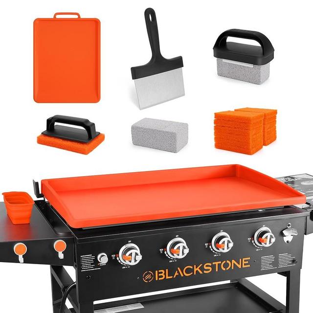 WYZJC Upgraded Blackstone Griddle Cleaning Kit, with 36 Inch Silicone Griddle Mat, Oil Cup Liner, Heat-Resistant Silicone Spatula Mat with Hanger, Griddle Scraper, Cleaning Brick, Scouring Pads