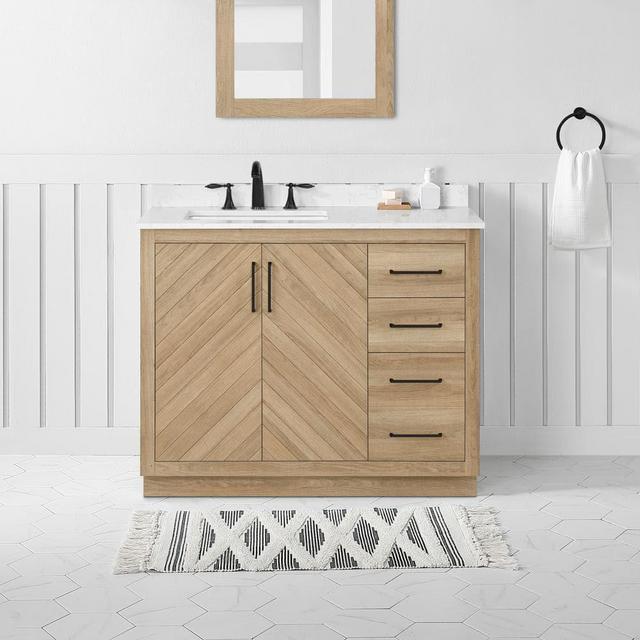 Huckleberry 42 in. W x 19 in. D x 34.5 in. H Single Sink Bath Vanity in Weathered Tan with White Cultured Marble Top