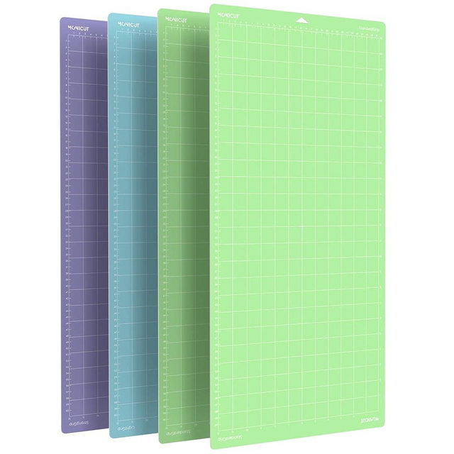 Monicut 12x24 Cutting Mat for Cricut Maker 3/Maker/Explore 3/Air 2/Air/One(Lightgrip, Standardgrip x 2, Stronggrip), 4 Pcs Non-Slip Flexible Cutting Mats for Crafts, Quilting, Sewing and all Arts