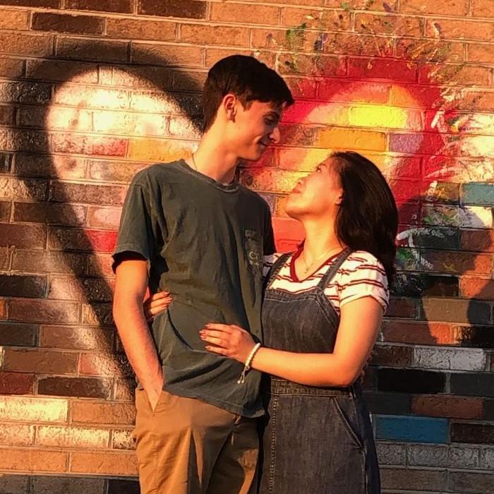 We found some graffiti on a wall and decided to take some photos in front of it.  This was just a few months before we started to pursue engagement.