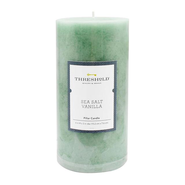 6" x 3" Mottled Pillar Candle Sea Salt Vanilla - Threshold™