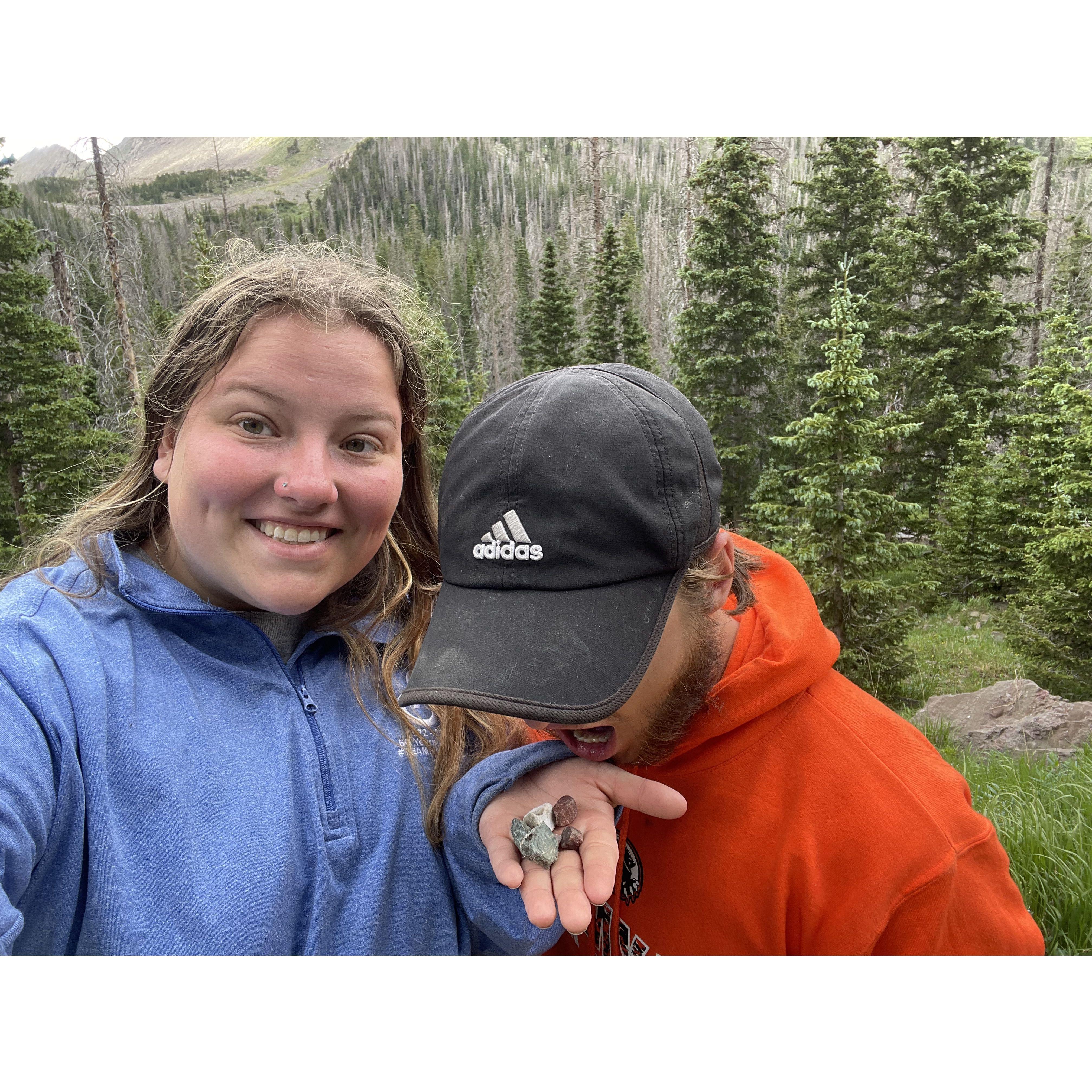 Larsen trying to eat a rock in Colorado