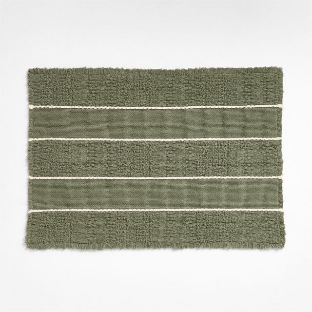 Jacquard Stripe Shadow Sage and Undyed Bath Mat 24"x36"