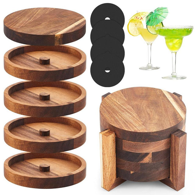 Margarita Salt Rimmer Set, 5-Tier Acacia Salt Rimming for Cocktails, Bartender Accessories & Home Bar Gifts, Complete Margarita Kit for Christmas Valentine's Day Party