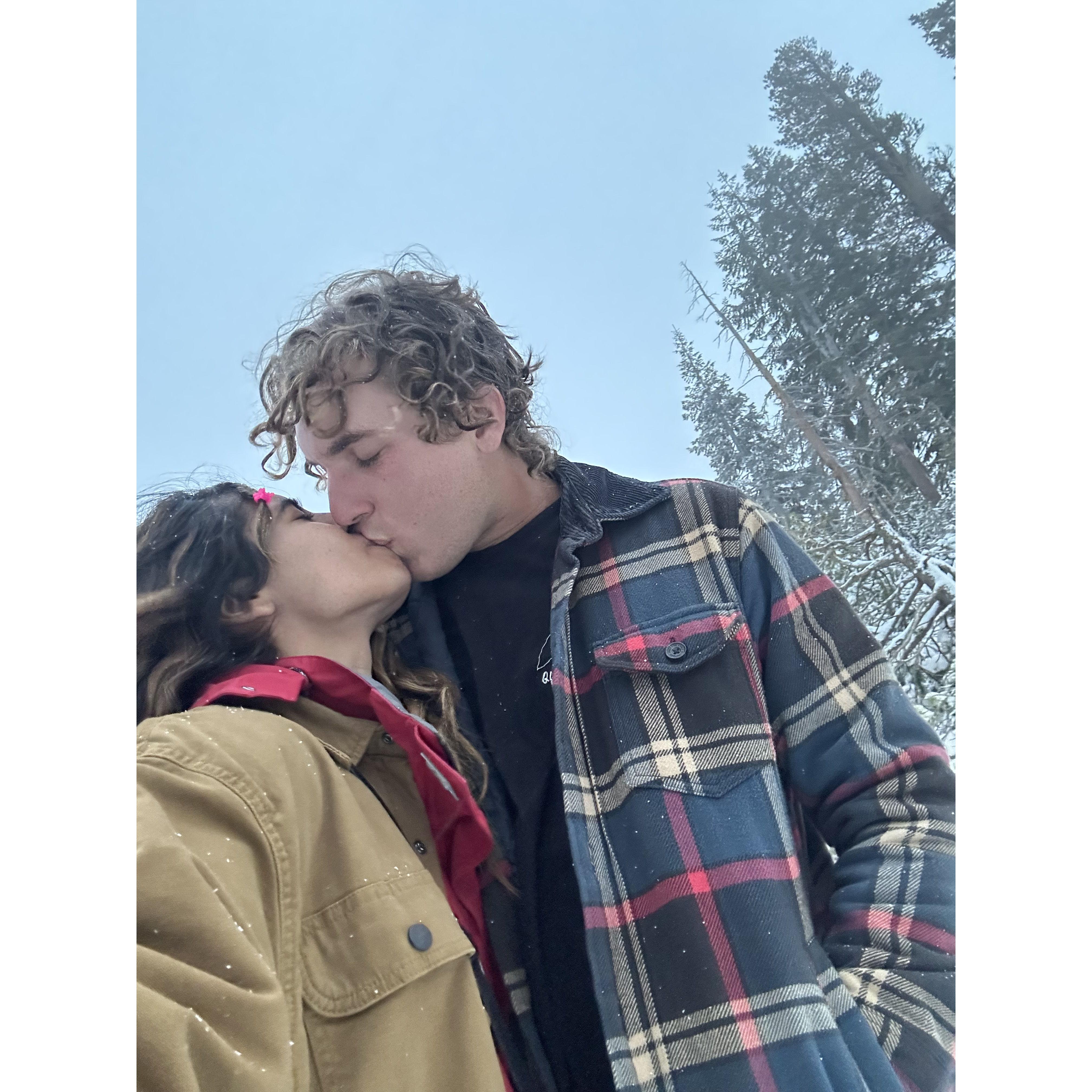 First kiss in the snow
