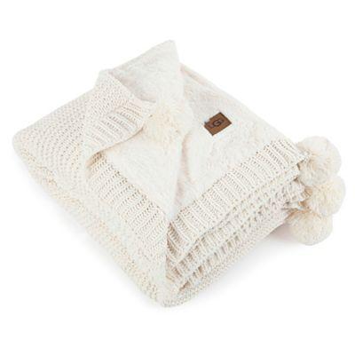 UGG® Cameron Knit Reversible Throw Blanket in Snow