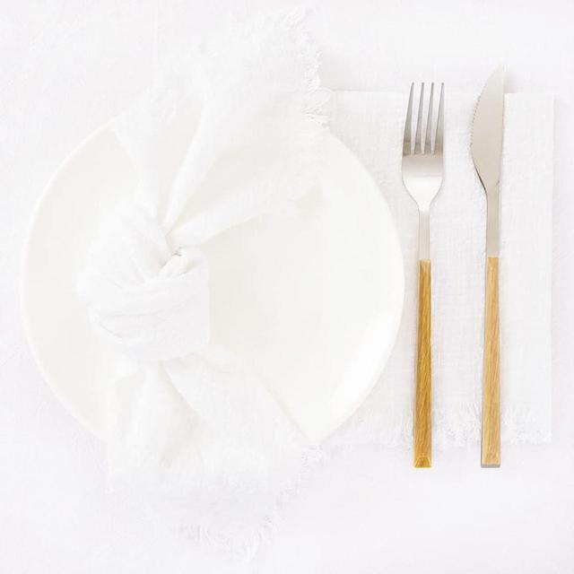 Socomi Cotton Napkins with Fringe Bulk 17"x17" Cotton Dinner Napkins Rustic Linen Table Napkins for Christmas Wedding Baby Shower Set of 12 Cream Ivory