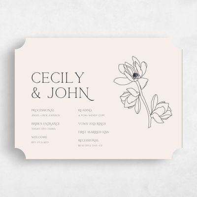 Beige Ticket Wedding Program - Alameda