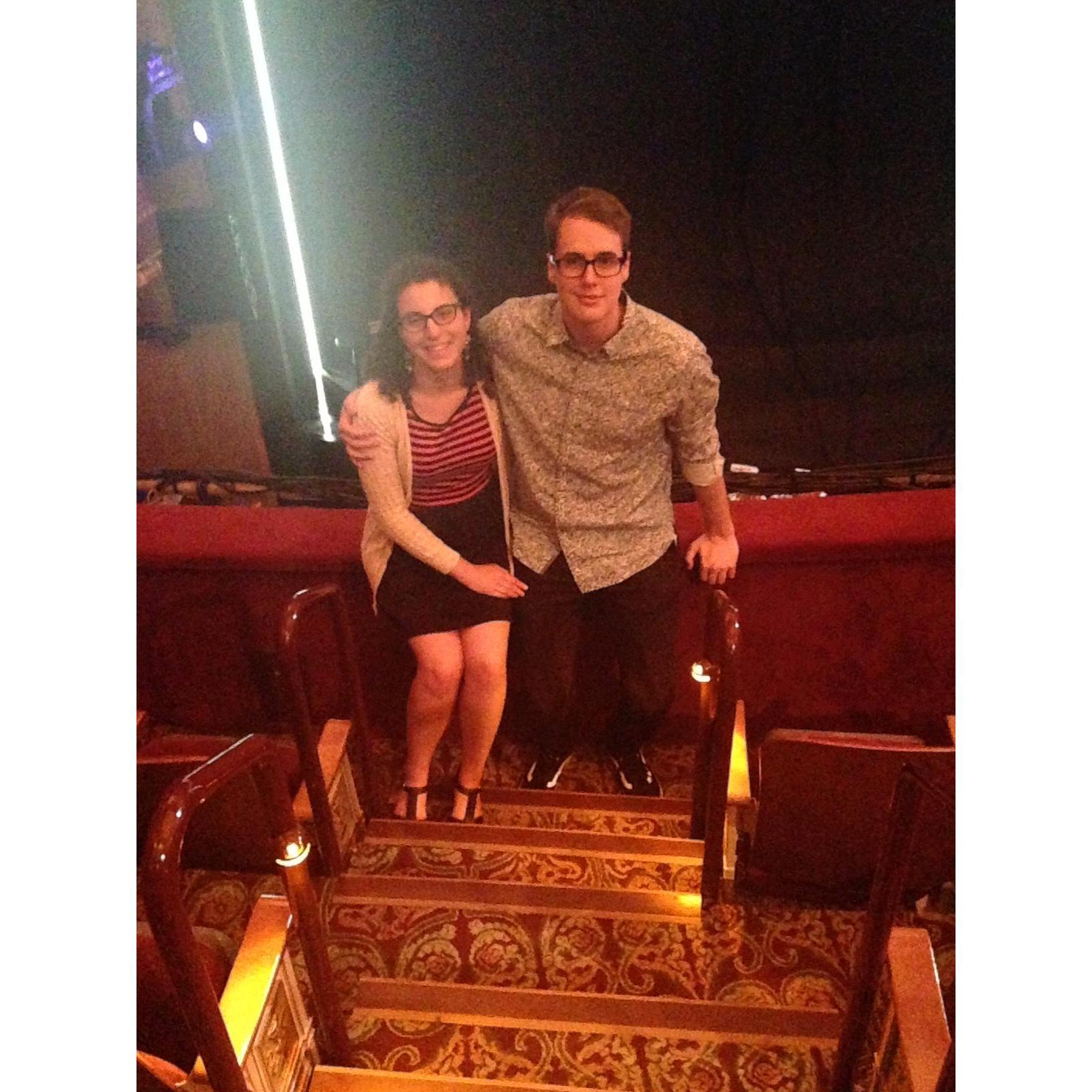 Our first Broadway show and trip to NYC! Will was very warm in his jeans!