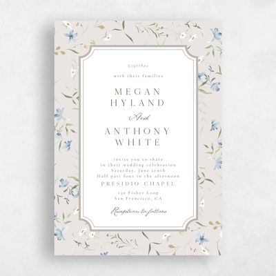 Light Greige, Grey Wedding Invitation - Vasara Portrait