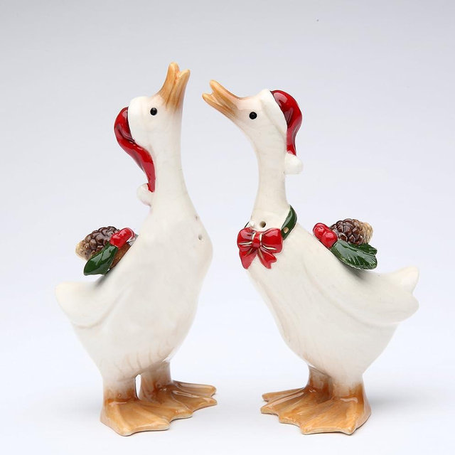 Cosmos Gifts Fine Ceramic Christmas Geese Salt and Pepper Shakers, 5-1/4" H