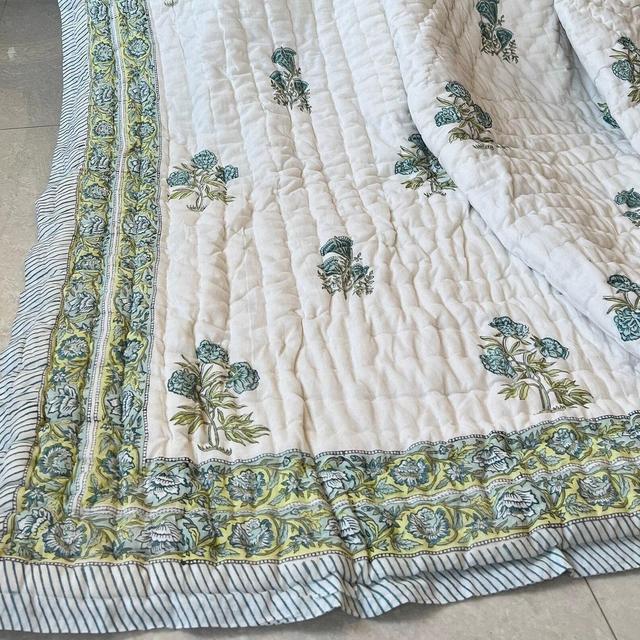 Indian Jaipuri Block Print Quilt Printed Reversible Razai Cotton Handmade Floral Quilt, Jaipuri razai, Bedspread Comforter, Blankets