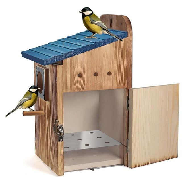 Blue Bird Houses for Outside - Durable Birdhouses for Outdoors with Clear View Panel & Predator Guard for Bluebird Wren Swallow Finch Chickadee Cardinal