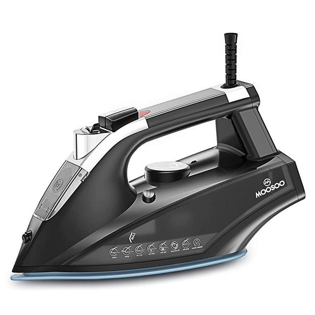 MOOSOO Steam Iron 1800W, Small Lightweight Portable Steam-Dry Iron for Clothes, Non-Stick Soleplate Home Steam Iron, Anti-drip Iron with Auto-Off, Steam Control System, 470mL Water Tank