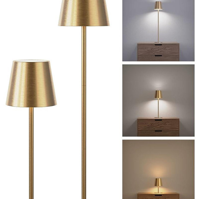 JACKYLED Cordless Table Lamps Rechargeable, 3 Adjustable Height, 5000mAh Battery Operated, 3 Colors Smooth Dimming, Portable LED Waterproof Gold Lamp for Dining, Bedroom, Outdoor (2 Pack)