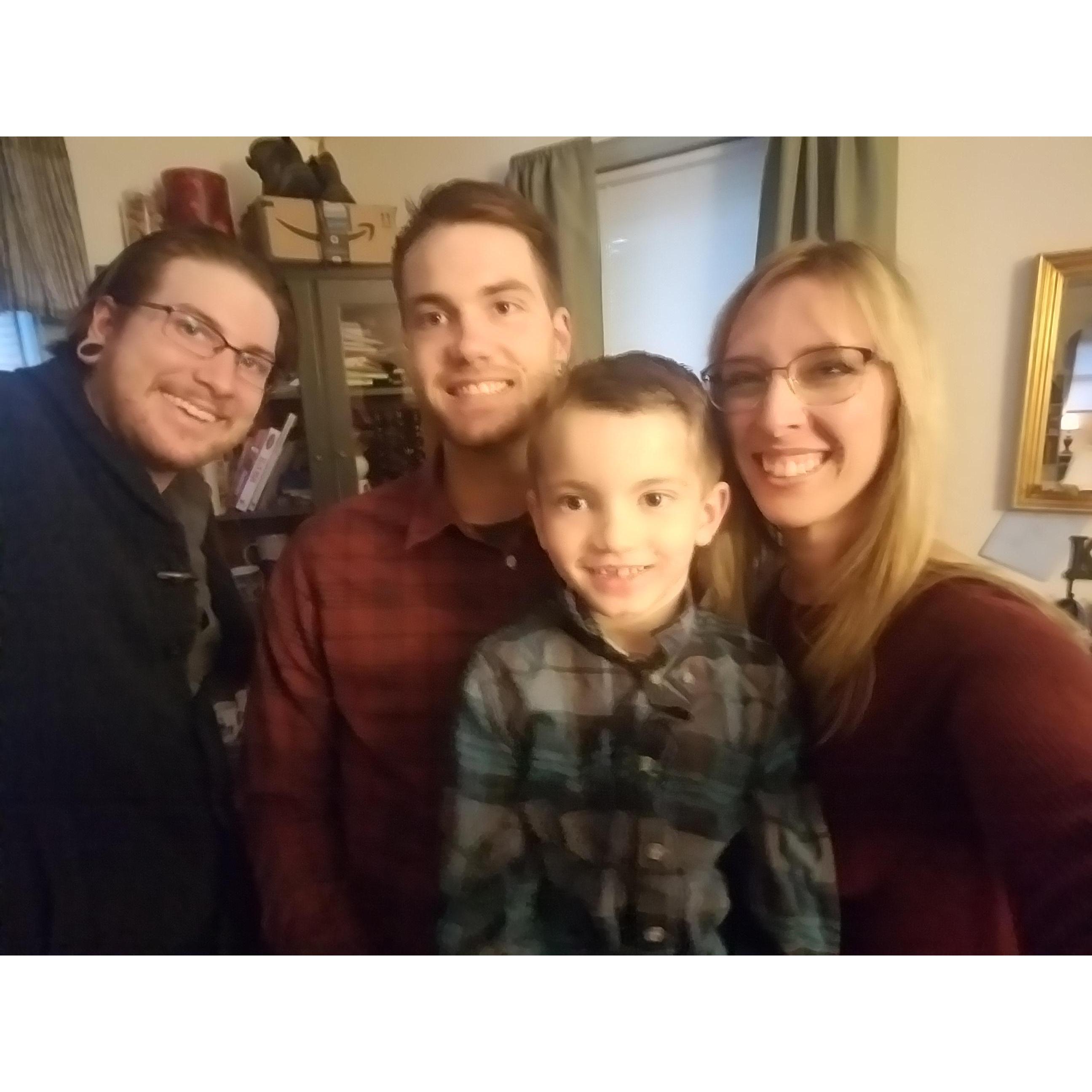The couple with Aaron's son, Aydenn. As well as his brother, Seth. They all went out for Erika's birthday.