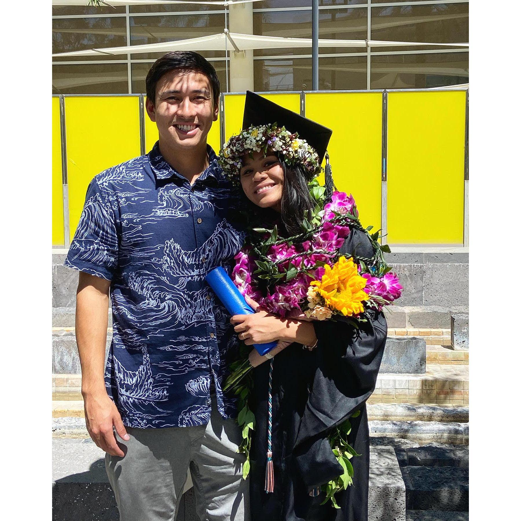 Celebrating each other's accomplishments. Kayela's graduation from her Master's program, Science of Occupational Therapy in 2022
