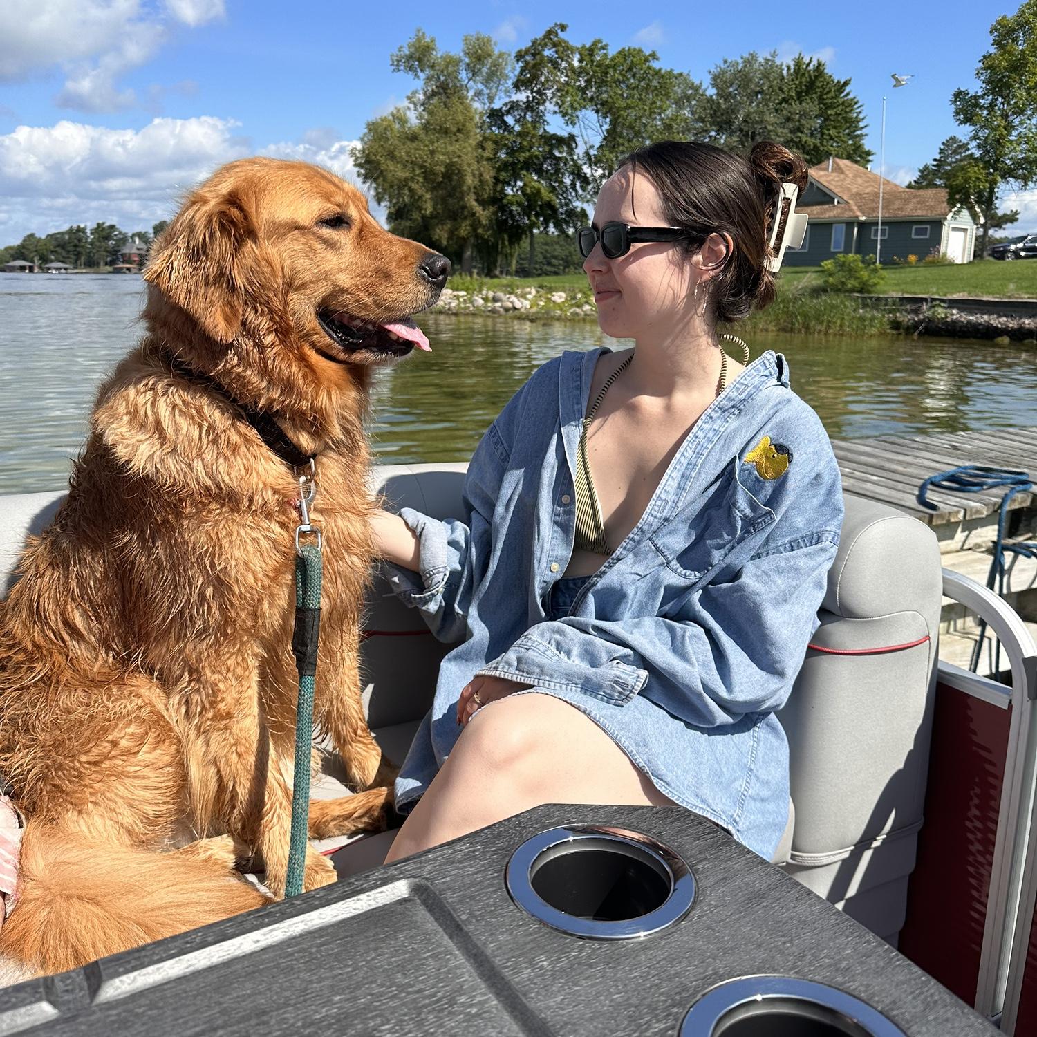 Dunk and his mom on the river