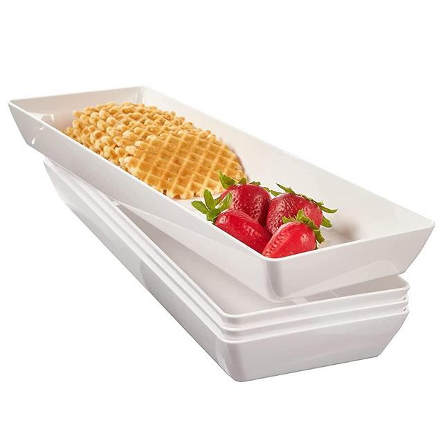 Avant 15" x 5" Plastic Tray | Set of 4 White