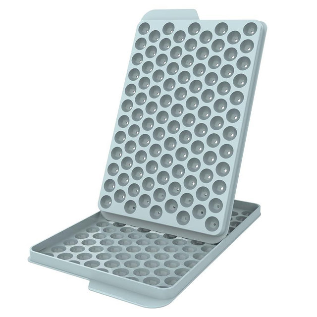 WIBIMEN Mini Ice Cube Trays, Small Tiny Round Pebble Crushed Nugget Ice Trays for Freezer with Lid - Chilling Drinks Coffee Juice(1 Pack/0.55In - Blue)