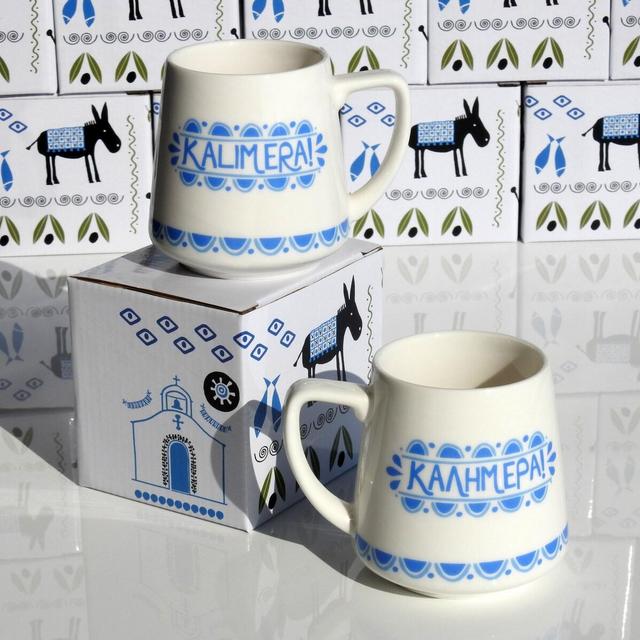 280ml Kalimera - ΚΑΛΗΜΕΡΑ - Ceramic Mug - Greek Cup - Greek Mug - Greek Gift - Greek Vacation - Greece - Greek Language