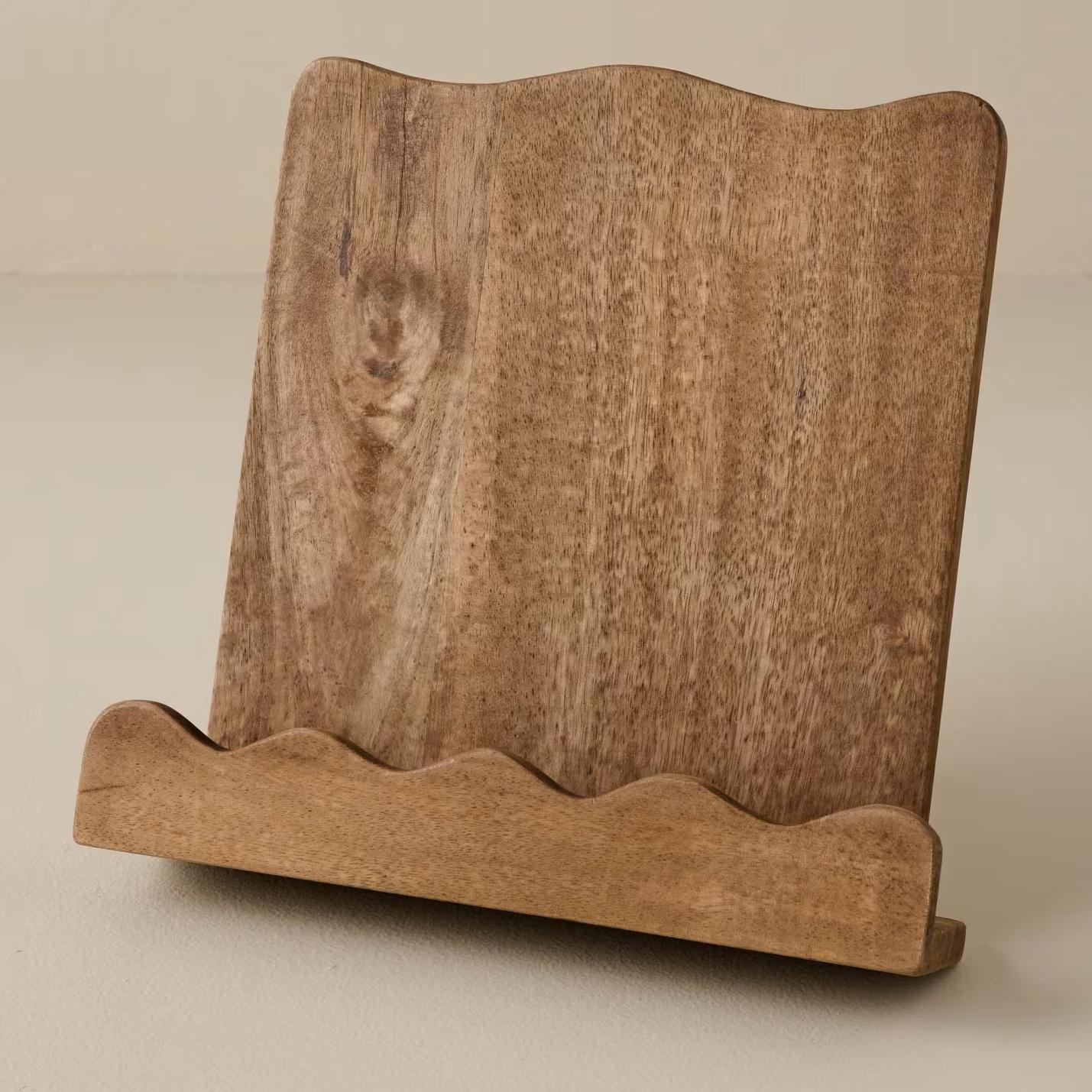 Antiqued Wood Scalloped Cookbook Holder