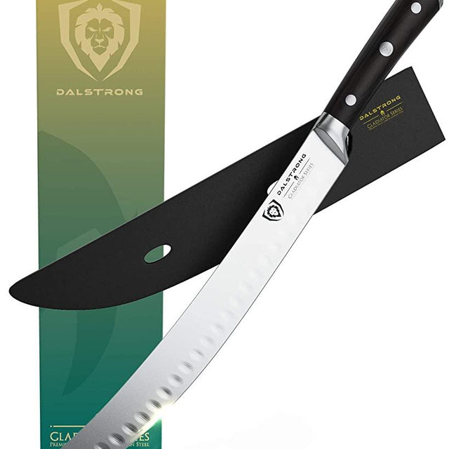 DALSTRONG Butcher Breaking Cimitar Knife - 12" - Gladiator Series - Forged German ThyssenKrupp HC Steel - Sheath Guard Included - NSF Certified